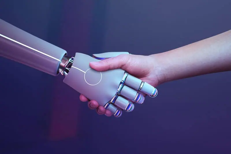 An AI handshake with a human marketer